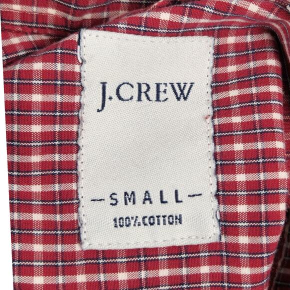 J.Crew Red Plaid Button-Up Shirt Men’s Small Long Sleeve 100% Cotton Casual - Picture 7 of 11